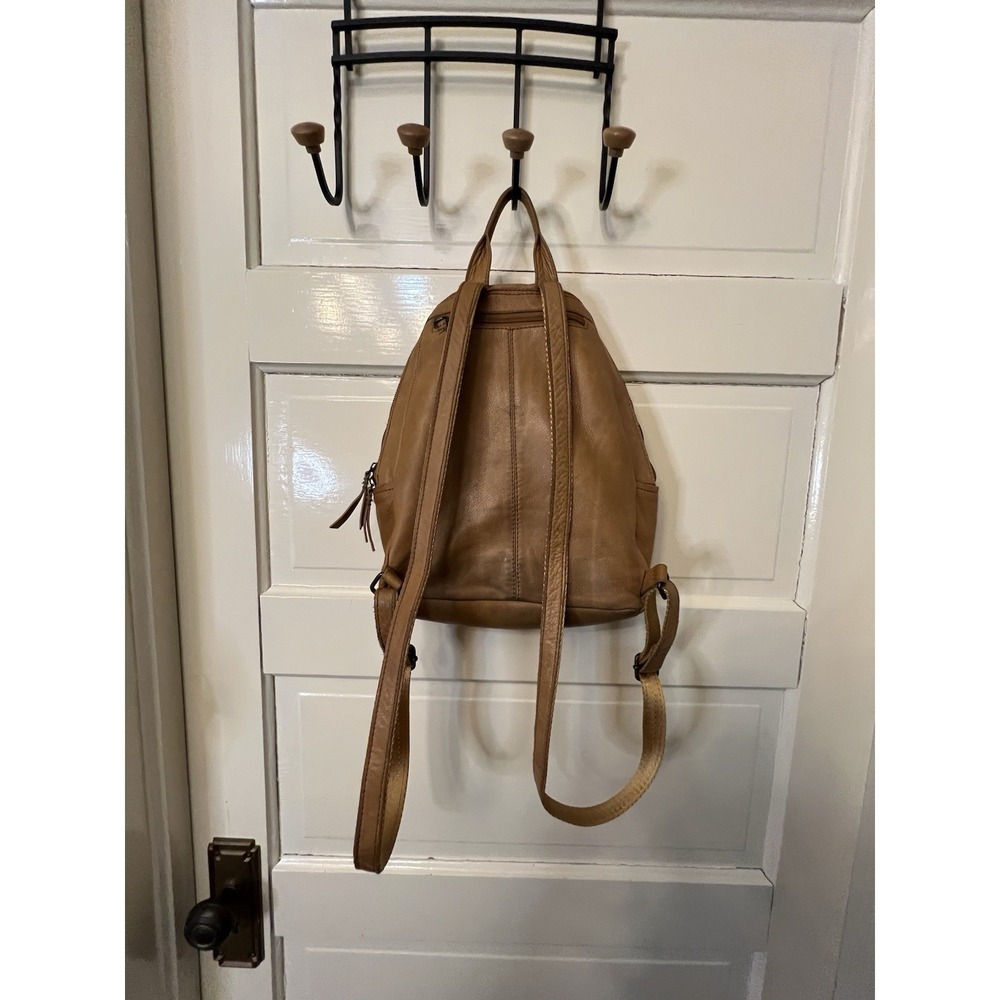 American Leather Company Denise Mini Soft Brown Genuine Leather Backpack - Picture 2 of 8